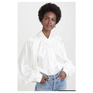 AWAKE Mode Satin Smocked Blouse NWOT